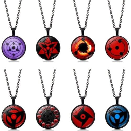 Sharingan Eye Necklace Uchiha Kakashi Mangekyou Glass Cabochon Pendant Rinnegan Eyes Anime Cosplay Jewelry Necklace Men Women