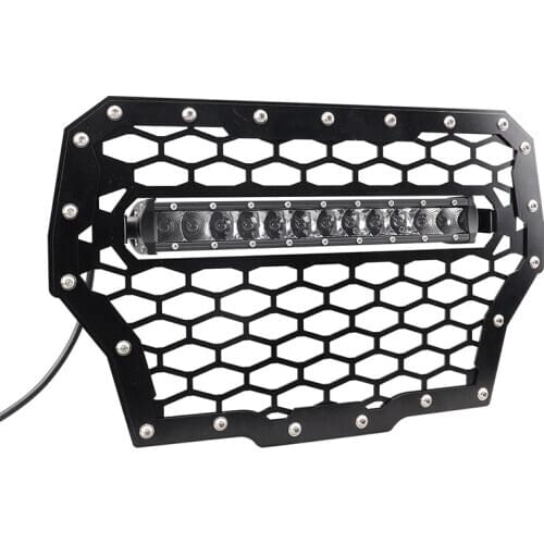 Front Grill 13" 60w Single Row Bar Light for 2016-2018 Polaris RZR XP Turbo Grille Grilles stainless steel