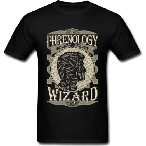 Phrenology Of A Wizard T-shirt Men T Shirt 100% Cotton Tshirt Black Tee Character Tops Magic Story Clothes For Teenagers