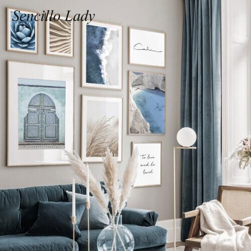 Mediterranean Style Sea Door Poster Canvas Art Print Nature Landscape Wall Picture Decorative Picture Modern Home Decoration