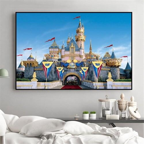 Nordic Disneyland Pairs Park Castle Posters Disney Tower Kids Room Wall Pictures Artwork Canvas Painting for Room Decor Cuadros