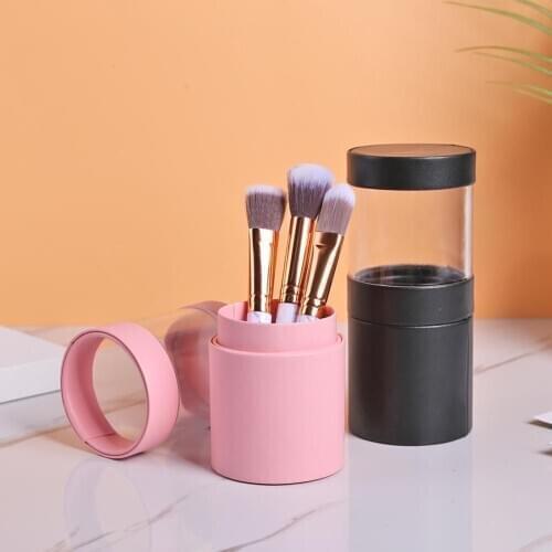 Portable Visible Makeup Brush Tools PU and PVC Simplicity Two Way Cut Double Clasp Holder Cosmetic Pens Storage Cup Organizer