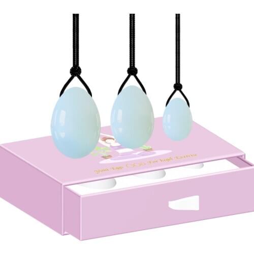 Drilled Natural Opalite Yoni Egg Vagina Massage Ball 3 Sizes Vaginal Dumbbell Women Kegel Exercise Ben Wa Ball Massager