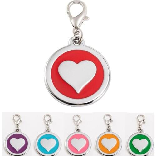 Blank Circle Pet ID Tags Dog Cat Name Tags 100pcs/lot wholesale Zinc Alloy Heart Dog Pendants
