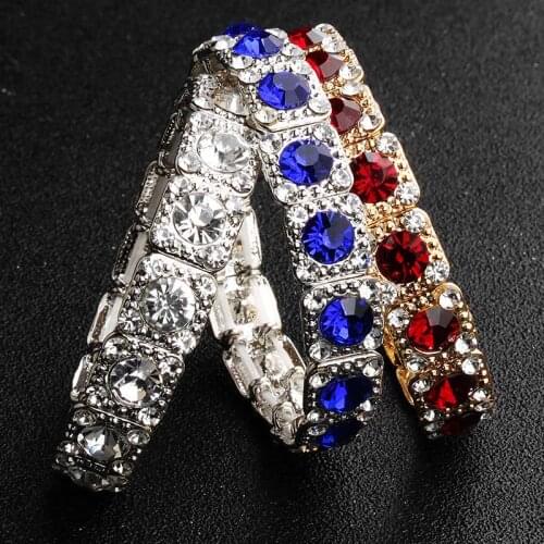 Luxury Bangles The Europe and the United States Beam Simple Faux Rhinestone Shiny Bracelet Wedding Bridal Jewelry Elastic Bangle