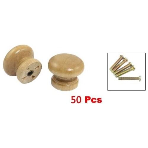 Best Promotion Wholesale Price 50 Pcs/lot Cabinet Wood Wooden 0.94" Dia Round Pull Knob Handles Beige