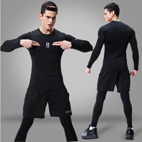 Autumn men sportswear sweatsuit quickly dry sweatshirt+legging+sweatpant casual jogger running fitness gym outfit set sport suit