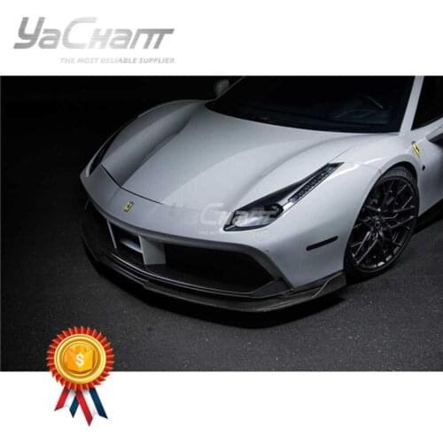 Dry Carbon Fiber Front Bumper Splitter Fit For 2015-2019 F488 GTB VRS Diavolo Aero Style Front Lip Diffuser Spoiler DCF