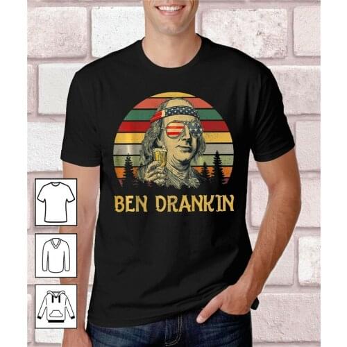 Ben Drankin Funny American Beer Retro T Shirt 4th July Cotton Tee Free Shipping Funny Tops
