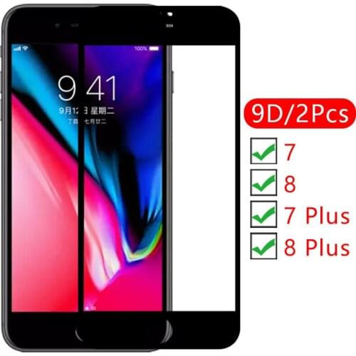 9d screen protector tempered glass case for iphone 7 8 plus cover on i phone 7plus 8plus 7g 8g protective phone coque bag iphon