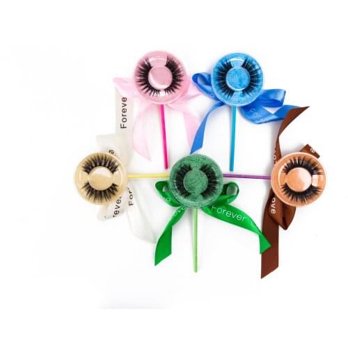 10 Pairs Wholesale Eyelash Extension Custom Logo Lollipop Packaging Flase Eyelashes Makeup Lashes Faux Mink Lashes