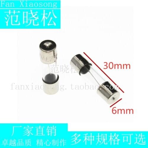 100PCS 6*30mm Glass tube Quick fuse 6x30mm 250V 0.1A 0.5A 1A 2A 3A 4A 5A 6A 7A 8A 10A 12A 15A 20A 25A