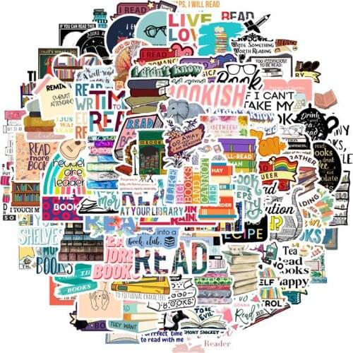 100Pcs Books Reading Sticker Waterproof Suitcase Bike Motorcycle Helmet Car Styling Accessories Stickers
