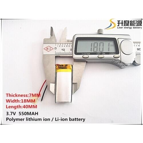 2pcs [SD] 3.7V,550mAH,[701840] Polymer lithium ion / Li-ion battery for TOY,POWER BANK,GPS,mp3,mp4,cell phone,speaker
