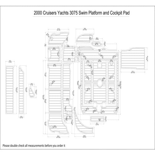 2000 Cruisers Yachts 3075 Express Swim Step & Cockpit Pad Boat EVA Teak Decking 1/4" 6mm