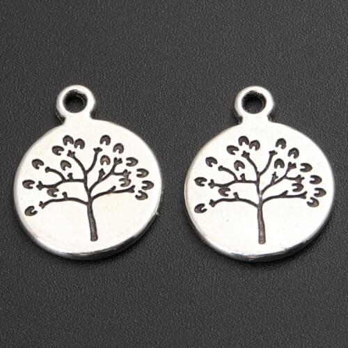 30pcs 15x18mm Silver Color Metal Alloy Tree Charms Pendant Lucky tree A894