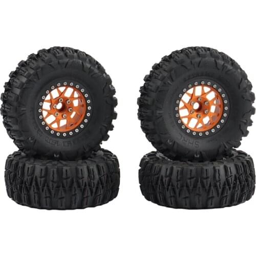 4Pcs 2.2Inch Beadlock Wheel Rim Tires Set for 1/10 RC Crawler Car Axial SCX10 RR10 Wraith Traxxas TRX4