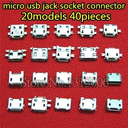 40pieces/lot Micro USB Charging Jack Plug Socket Port Connector for mobile phones, tablet pc mini pad MP3 MP4 GPS