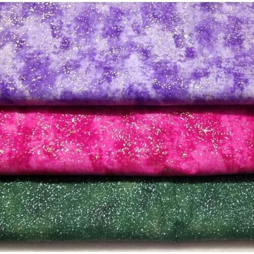 50x105cm Glitter Purple Green Rosepink Stamping Printed Cotton Fabric Bling Bling Fabric Patchwork DIY sewing Baby Cloth Dress