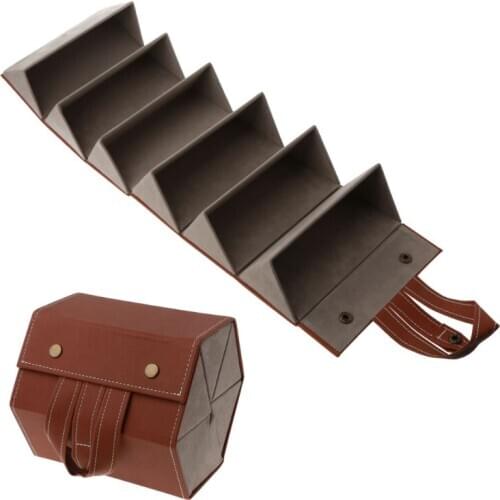 6 Slots Foldable Sunglasses Holder Multiple PU Leather Eyeglasses Travel Organizer Case
