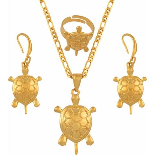 Anniyo PNG Tortoise Necklace Earrings Ring for Women Animal Sea Turtle Papua New Guinea Turtle Jewellery Ethnic Gifts #136006