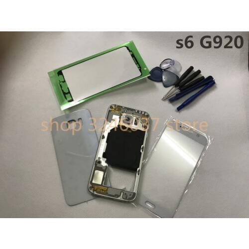 White/Blue/sky blue/Gold Original new For Samsung Galaxy S6 G920 G920F Full Housing Cover Case+Outer Screen Glass+Sticker+ tools