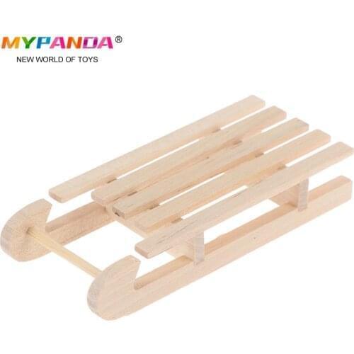 Mini 1/12 Scale Wooden Sleigh Gift Box Model DIY Christmas Landscape Dollhouse Accessory
