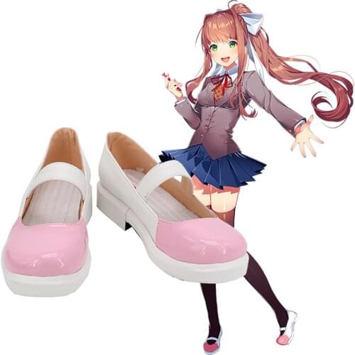 Doki Doki Literature Club Monika Cosplay Shoes Pink Boots Custom Made Any Size