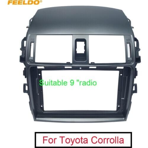 FEELDO Car Radio Audio 9 Inch Big Screen Fascia Frame For Toyota Corolla 2Din Stereo Dash Panel Frame Fitting Kit