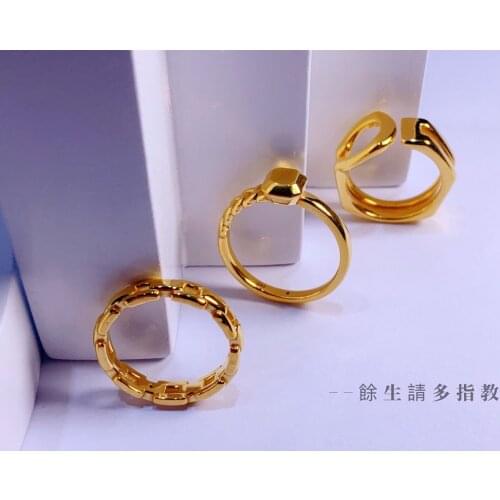HX 24K Pure Gold Ring Real AU 999 Solid Gold Rings Elegant Shiny Heart Beautiful Upscale Trendy Jewelry Hot Sell New 2020