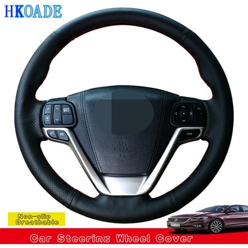 HKOADE DIY Handsewing Black Hige Soft Faux Leather Car Steering Wheel Cover For Toyota Sienna 2015-2019 Highlander 2014-2019