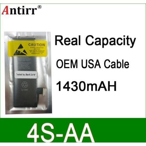 10pcs/lot Real Capacity China Protection board 1430mAh 3.7V Battery for iPhone 4S zero cycle replacement repair parts 4S-AA