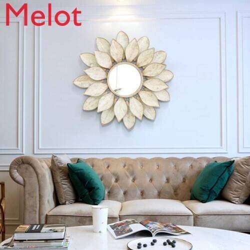 Porch Wall Three-dimensional Wrought Iron Decorative Mirror Wall Hanging Creative Home Wall Decoration Jewelry Cover Pendant