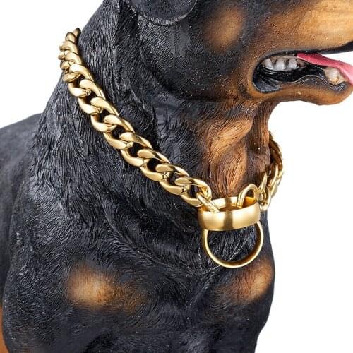 Cuban Link Chain Dog Pets Metal Chain Collar Solid Stainless Steel Pet Bully Necklace Pet Gift Luxury