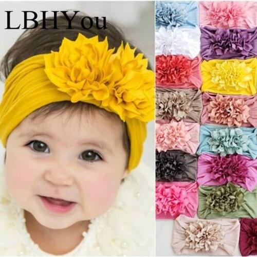 Fashion Girls Flowers Wide Nylon Headbands Bohemia Elastic Floral Head Wraps Soft Headwraps Kids Hair Accessories Fit One Size
