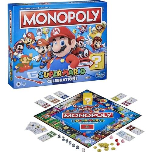 Hasbro Monopoly Super Mario Celebration Edition Board Game for Kids Mariokart Family Party Game Educational Toys for Child Gift