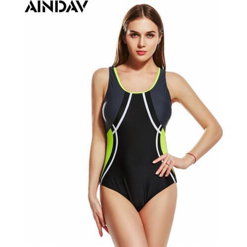 New 2019 Sports One Piece Padded Bathing Suit One-Piece Swimsuit Women Swimwear High Quality Sports Wear for Swimming Class Plus