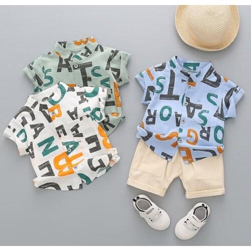 New Boys' Suit Summer Short-sleeved Shirt+shorts Kids Clothes Toddler Boy Clothes Fashion Clothes