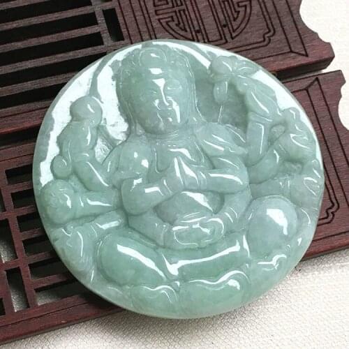 100% natural Myanmar grade A green jade pendant handcarved guanyin jade necklace men women pendants
