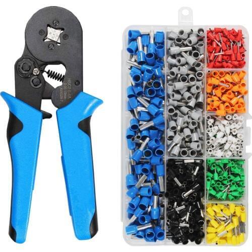 HSC8 6-4 0.08-10mm² Crimping Pliers Wire Stripper Crimper Ferrule Tube Type Needle Self-Adjusting Hand Pliers 1200 Terminals Kit