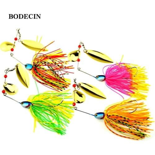 4PCS Fishing Lure Wobblers Lures Sinking 17G Spinner Spoon Bait Tackle Artificial Baits Metal Sequins Chartreuse Spinnerbait
