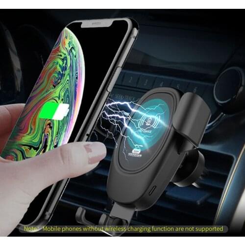 QI 10W Wireless Charger Car Air Vent Mount Mobile Phone Holder For iPhone 12 11 X XS MAX XR Stand Holder Gravity Support Bracket