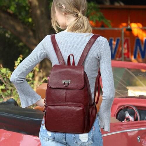 Travel Student Backpack School Bags New Backpack Womens Casual Leather Womens Bag Fashionable Lady Backpack for Girls