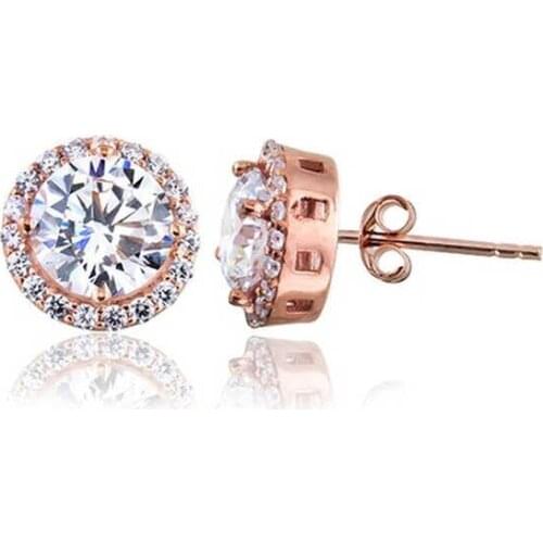 Silver Rose Oval Montür Diamond Model Earrings