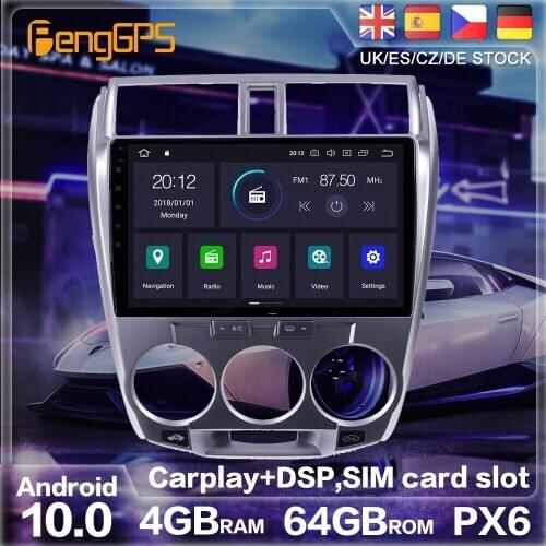 Android 10.0 PX6 GPS Navigation For Honda City 2008-2013 Auto Radio Stereo Car CD DVD Multimedia Auto Player HeadUnit 2 DIN 2DIN