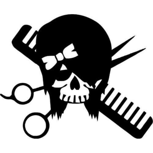 14.5cm*12cm Hair Skull Girl Stylist Beauty Salon Motorcycle SUVs Bumper Car Window Laptop Car-Styling Car Sticker