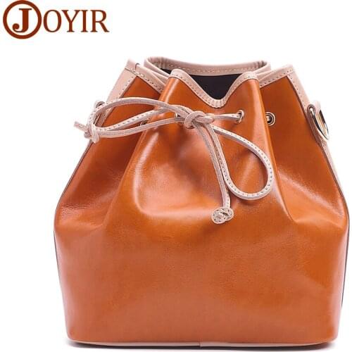 JOYIR Brand Genuine Leather Crossbody Bag for Women Bucket Bag Fashion Ladies Girls Shoulder Messenger Bags Handbags Bolsos