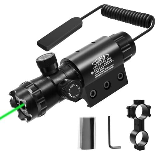 Tactical Red Green Dot Laser Sight Scope Hunting Rifle Collimator Laser Pointer with 20mm Rail Mount Adjustable Remote Switch