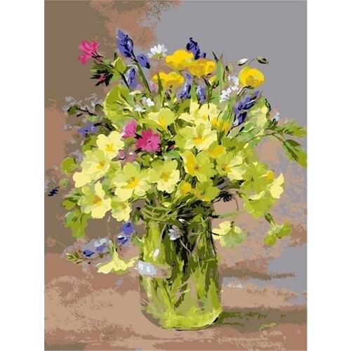 Flower Vase DIY Embroidery Cross Stitch 11CT Kits Craft Needlework Set Cotton Thread Printed Canvas Home Decoration Sale