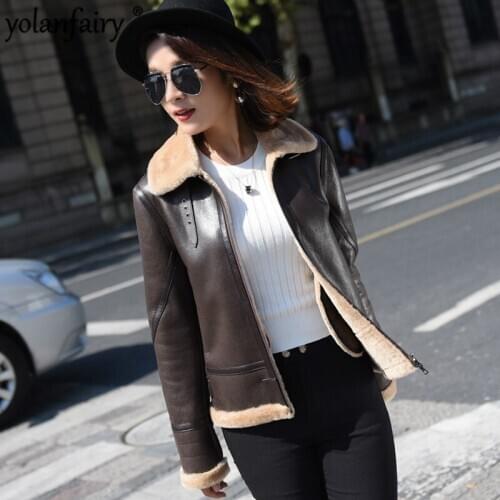 Real Fur Coat Women Winter Genuine Leather Shearling Jacket Women Short Wool Fur Coats Abrigos Mujer Invierno 2020 LL0029 KJ3133